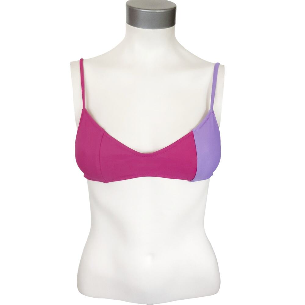 ARAKS Elsa two tone colorblock swim triangle vneck bikini top fuchsia pansy Sz S